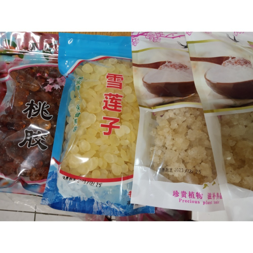 中顆手工珍珠桃膠500克+特級拉絲雪燕600克+單莢雪蓮子500克