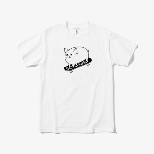 Skateboarding Vegan Pig 短袖T恤 4色 歐美潮牌 西海岸 刺青 豬 滑板 動物 印花潮T