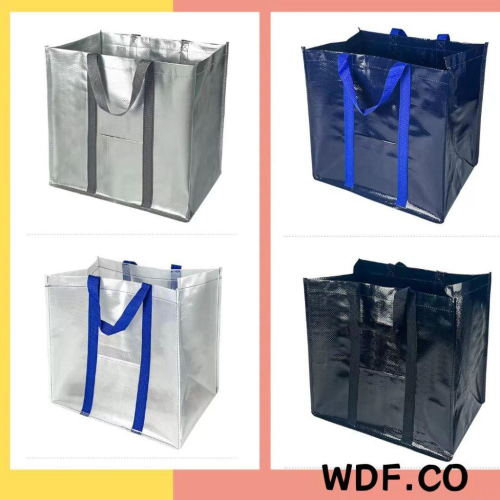 WDF.CO現貨│2024新款加厚編織手提袋│黑透銀藍4色加大購物袋│買菜包│搬家用托特包│防水防潮│加大容量│打包袋