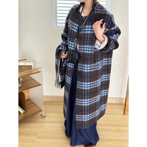 Vivienne Westwood 圍巾 大衣 披肩 圍脖 氣質 ， 格子兩面穿配圍巾大衣（四種穿法）超細100支100