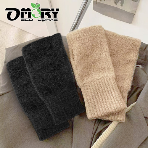 【OMORY】暖心毛絨保暖半指手套