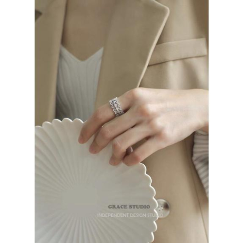 ʀᴏᴀɴɴᴀ_ᴋʀ格蕾絲歐美小眾鏤空蕾絲戒指女小眾設計師潮流開口指環ins戒指