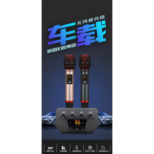【台灣現貨】車載&電視＆電腦連接歡唱 車載K歌神器 FM全頻支援&AUX輸入 雙麥克風組合