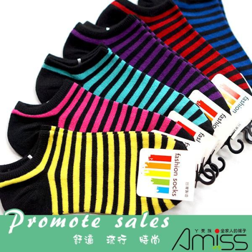 AMISS【平價純棉】緹花造型船襪