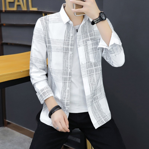 2021新款格子襯衫男長袖韓版ins休閑男士襯衣外套潮流港風寸衫男