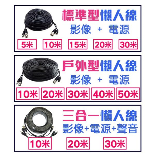 U【無名】加購 監視器 攝影機 5米 10米 15米 20米 30米 40米 50米懶人線 DIY