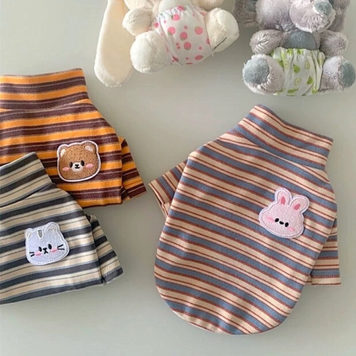 ♡【 L08 預購 】 動物家族布標復古條紋兩腳衣