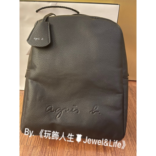 品牌系列? Agnes’b 小B 經典 全新 實用 黑色 壓印LOGO 後背包