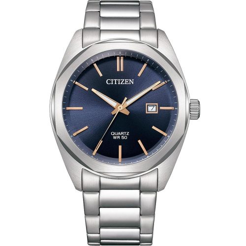 CITIZEN 星辰 限量 紳士日期手錶 週年慶送禮推薦-銀x藏藍/41mm BI5110-54H
