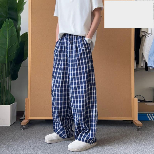 好物優選夏季薄款潮流韓版復古百搭直筒休閒褲棋盤格子男女高品質氣質