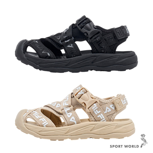 FILA 涼鞋 (19~24CM) 魔鬼氈 黑/奶茶【運動世界】3-S404Z-000/3-S404Z-771