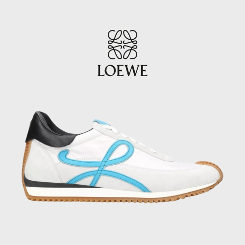 ?Loewe Flow2.0 Runner Suede運動跑鞋｜休閒鞋｜尼龍和麂皮｜白藍黑｜白色｜小白鞋｜藍L