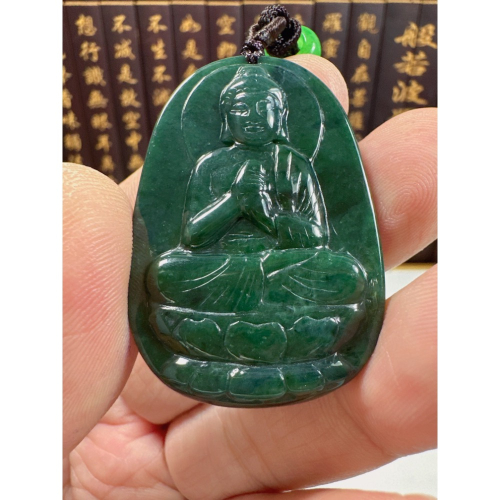 天然翡翠A貨-八大守護神大日如來玉牌掛件 商品編號072209