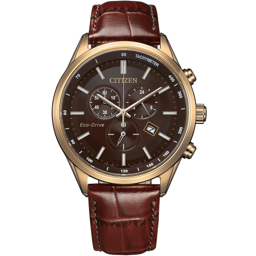 CITIZEN 星辰 亞洲限定款 光動能三眼計時手錶 送禮首選-咖啡x玫瑰金/42mm AT2573-07X