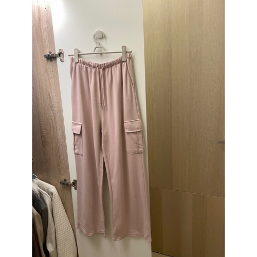 粉色棉質工裝褲