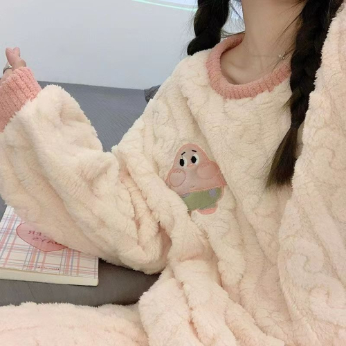 爆款睡衣：珊瑚絨睡衣 女秋冬新款 加厚 法蘭絨 保暖家居服 套裝冬裝睡衣 可外穿 可愛睡衣