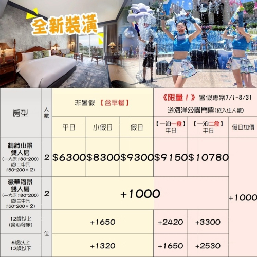 全新英倫風裝潢(瑪利歐)花蓮~遠雄悅來(遠來)飯店『山景住宿+2人早餐+接駁』
