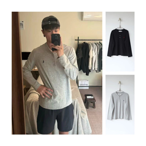 要的快來 一波而已老錢鬆弛感#【特惠福利】ralph Lauren 經典馬刺繡Logo 輕薄竹節棉 休閒復古 亨利領長袖