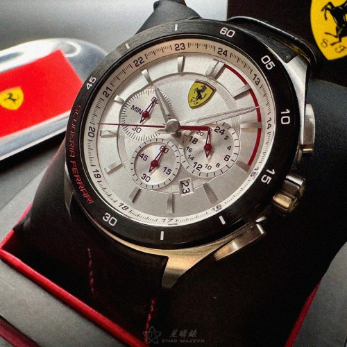 FERRARI手錶,編號FE00093,46mm黑錶殼,深黑色錶帶款