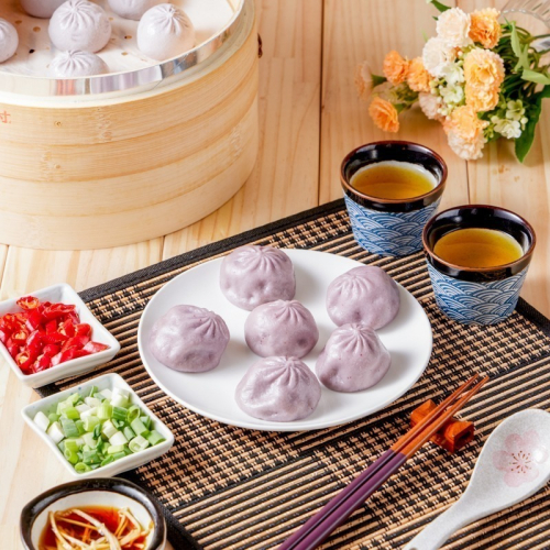 紫地瓜鮮肉湯包