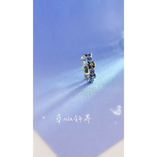 S925純銀克羅心十字架花開口戒指