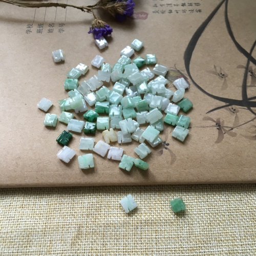 翡翠萬字結 diy編織配飾萬字符玉石散珠手鏈配珠玉石配件玉器