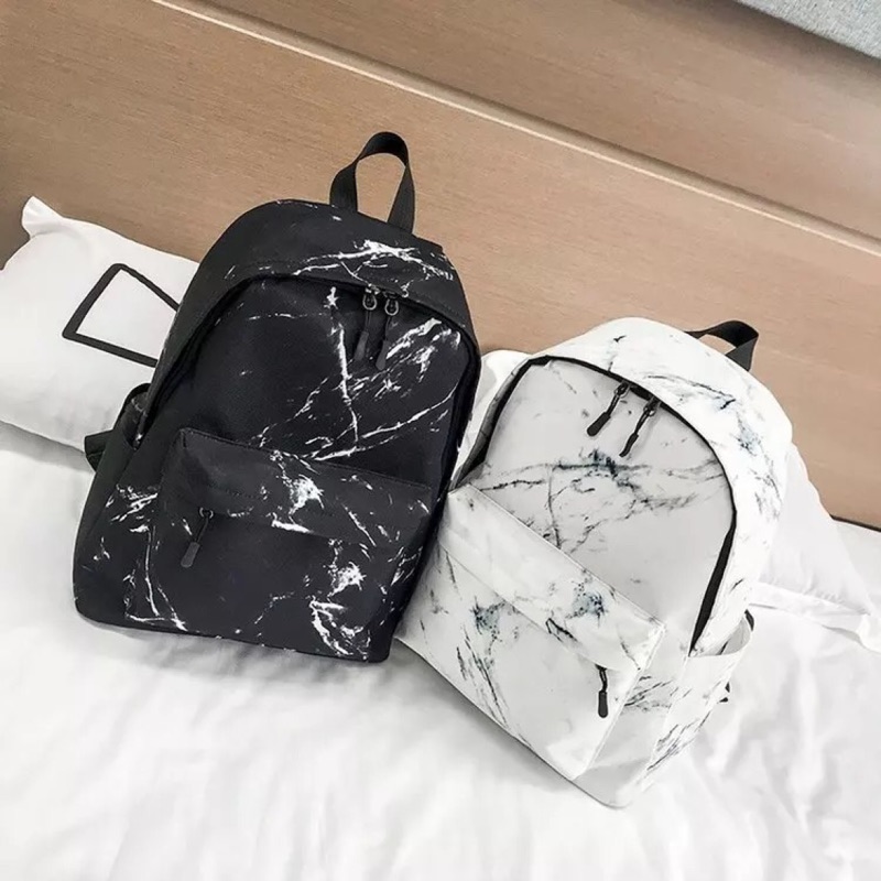 現貨?特價出清 大理石紋包 大空間 時尚大理石紋帆布雙肩後背包