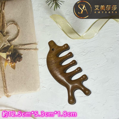 艾美莎莎?現貨 小飛象按摩梳 檀木按摩梳 綠檀梳加厚按摩梳子 頭部放鬆舒壓按摩梳 經絡按摩梳 經絡梳 淋巴排毒經絡疏通