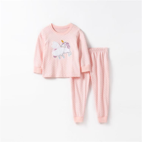 寶貝童裝品牌童裝兒童套裝寶寶獨角獸粉紅衣服春秋女童純棉家居服二件套潮
