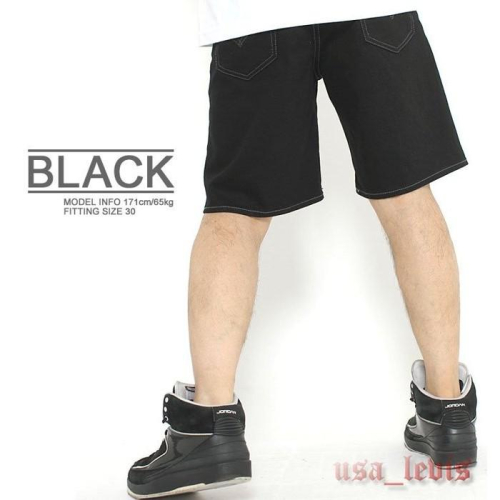 【29-44腰重磅硬布】美國Levi s 550 Classic fit SHORT 中直筒 原色黑 牛仔短褲優惠501