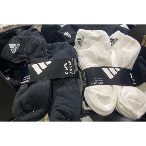 ADIDAS 愛迪達男踝襪六雙組 尺寸M~XL 黑/白二種組合-吉兒好市多COSTCO代購