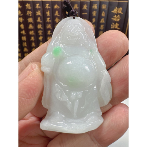 天然翡翠A貨-可愛歡喜彌勒佛立體厚庄掛件 商品編號071305
