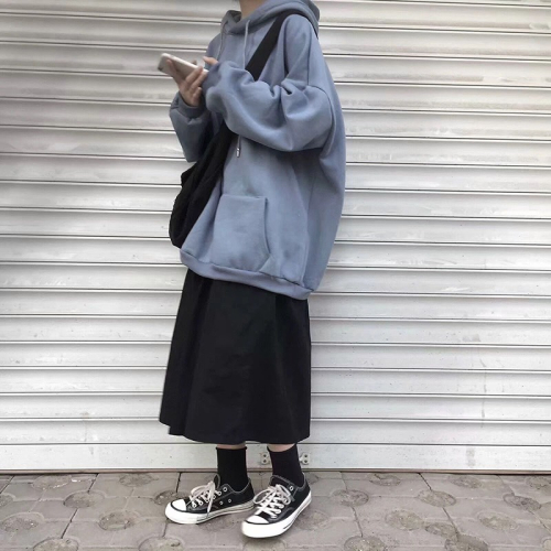 秋冬季學生休閑運動套裝女寬松衛衣減齡半身裙網紅時尚兩件套