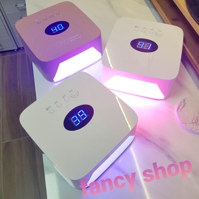現貨 S50 蓄電美甲燈 充電式 無線凝膠燈 紅光美甲燈 不黑手 雙USB接口 蓄電+供電 混波燈 光療機