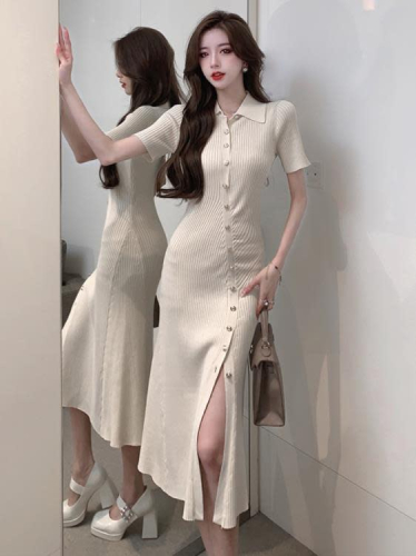 DearGod正韓女裝2022秋冬季新款法式包臀連身裙名媛氣質高級感顯瘦針織長裙子洋裝女裝