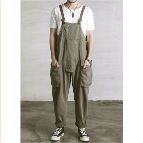 水洗蠟染斜布紋皮革背帶 維修工裝 吊帶褲 NIGEL CABOURN EL CAPITAL