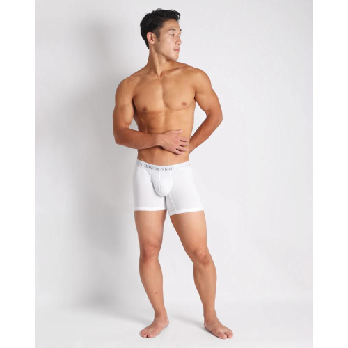 日本 UNDERSTAND 純色長版四角褲 高彈性素色平口內褲 白100 U1033