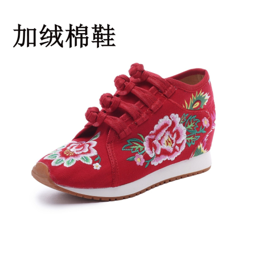 月琴】帆布繡花布鞋旅遊鞋女士休閑鞋高跟鞋女士單鞋棉鞋運動鞋9