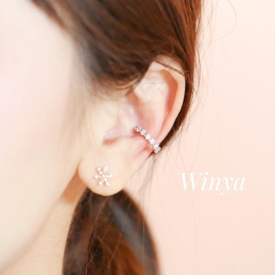 【winya 韓國飾品 現貨 】正韓 閃耀水鑽圈 耳骨夾 限量現貨