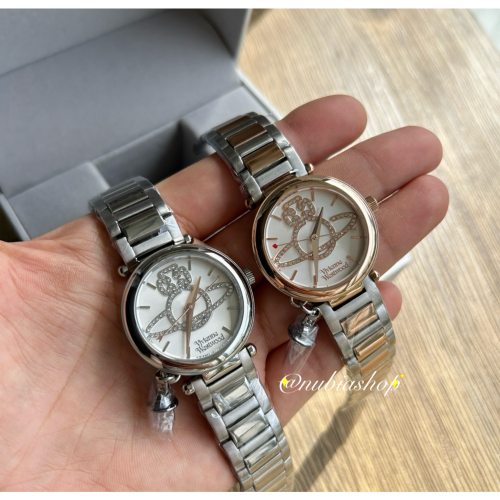 Vivienne Westwood 晶鑽土星錶盤 星球吊墜 銀色鋼帶 女錶 VV006SLSL
