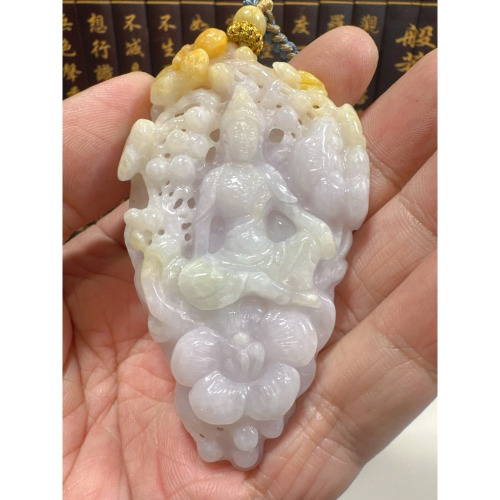 天然翡翠A貨-榮華富貴事業有成觀自在觀音立體厚庄掛件 商品編號：080305