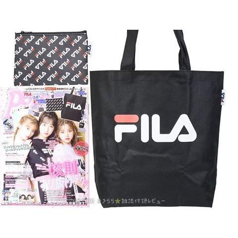 袋我走【FILA 黑色托特+滿版小物袋 (兩件組)】