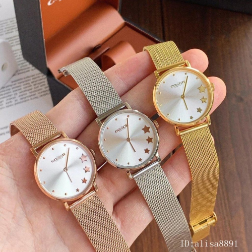 Coach蔻馳手錶 新品PERRY系列經典日暉紋星星錶面石英錶 時尚百搭女錶14503519 520
