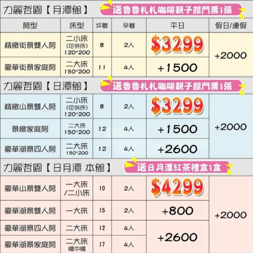 悠閒的享受(瑪利歐伊達邵住宿)日月潭~力麗哲園-月潭館/日潭館 【精緻山景雙人房住宿+2客早餐】