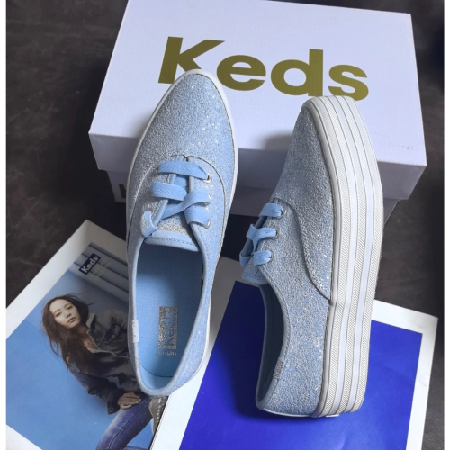 零碼特價?️ 美國??潮牌Keds緞帶?復古藍色亮片厚底休閒鞋?小白鞋 真皮鞋 運動鞋