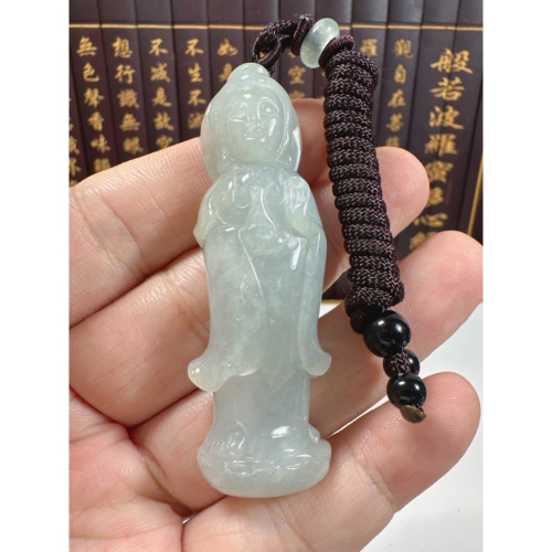 天然翡翠A貨-觀自在觀音菩薩立體厚庄掛件 商品編號071503