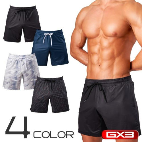 GX3 WEAR-光澤運動休閒短褲 日本亮澤觸感健身短 高彈性 多彩數字印花 1條裝 K2391