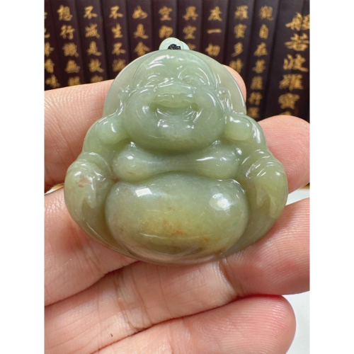 天然翡翠A貨-可愛歡喜彌勒佛立體厚庄掛件 商品編號072302