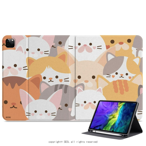 SEDL 原創 胖胖喵 ipad筆槽保護套 保護殼 防摔 適用Pro 12吋 11吋 air mini iPad