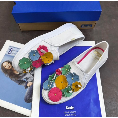 全新品keds品牌庫存折扣 花朵鞋帆布套腳鞋小白鞋運動休閒板鞋